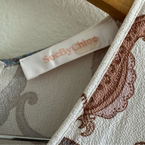 See by Chloe Cream Paisley Print Midi Dress size 38/ Medium - Picture 9 of 13